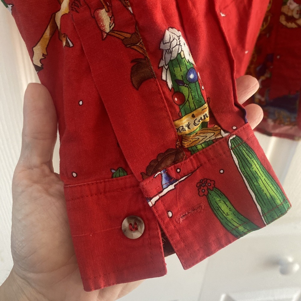 Susie's Country Western Christmas Shirt Womens Size S Red Cotton Vintage - Picture 6 of 9